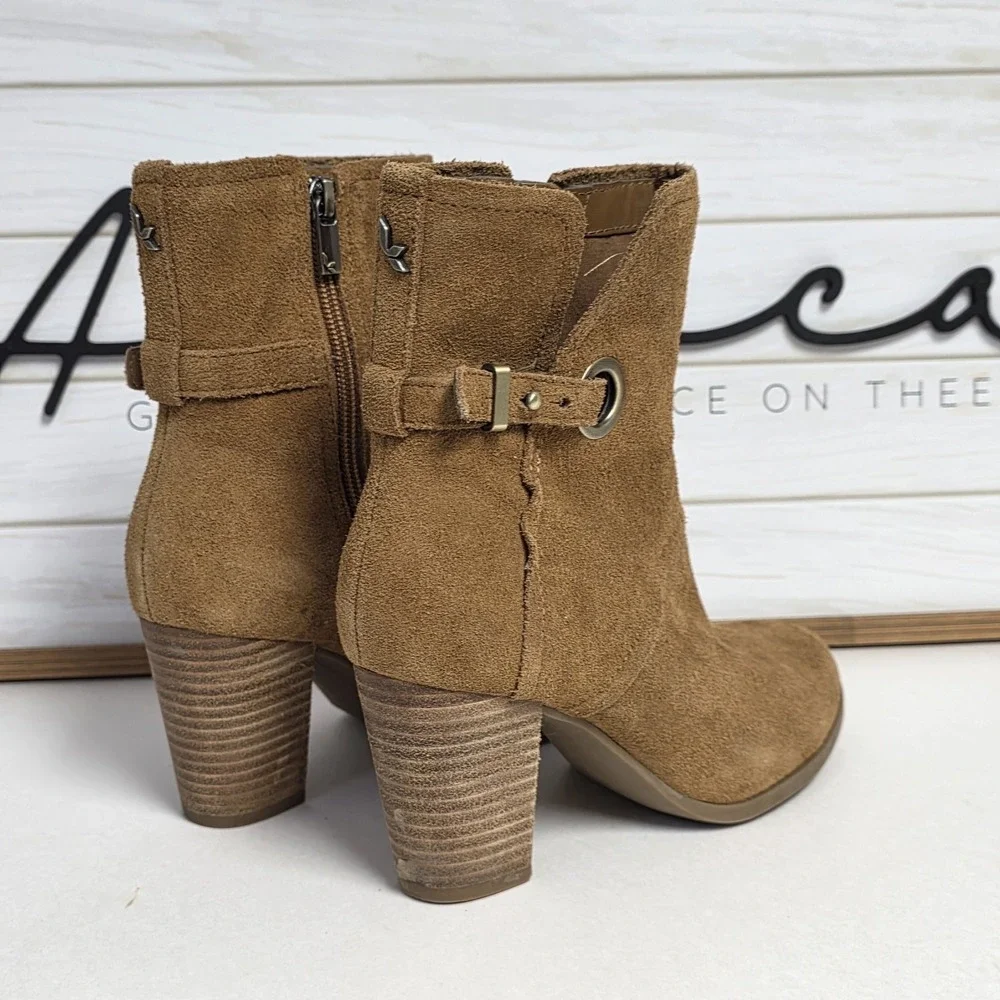 UGG Koolaburra Samiah Ankle Boots Camel Tan Women's 5.5 Eu 36.5 Zip Side 1105866